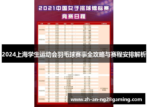 2024上海学生运动会羽毛球赛事全攻略与赛程安排解析