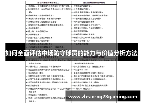 如何全面评估中场防守球员的能力与价值分析方法