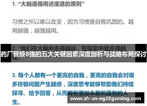 药厂晋级8强的五大关键因素深度剖析与战略布局探讨